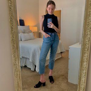 Vintage Fit High Waisted Cropped Jeans
